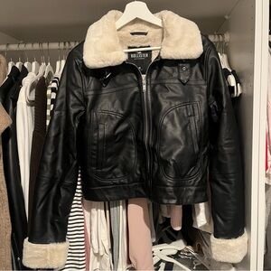 Hollister Women's Aviator Leather Jacket - Size Medium